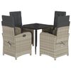 vidaXL 5 pcs conjunto de jantar p/ jardim c/ almofad&otilde;es cinzento claro