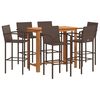 vidaXL 7 pcs conjunto de bar p/ jardim ac&aacute;cia maci&ccedil;a/vime PE castanho