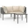 vidaXL 3 pcs conjunto lounge de jardim c/ almofad&otilde;es vime PE cinzento