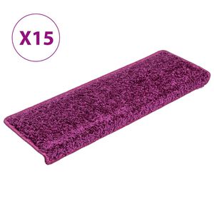 vidaXL Tapetes de escada 15 pe&ccedil;as 65x21x4 cm roxo com borda retangular