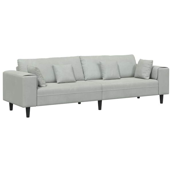 vidaXL Sof&aacute; com almofada Cinzento-claro 250 x 77 x 76 cm Veludo