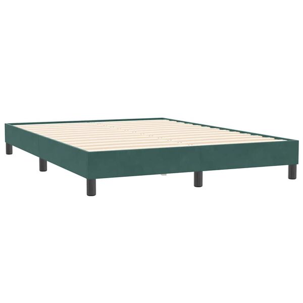 vidaXL Box Cama de Molas sem Colch&atilde;o Verde Escuro 140x210 cm Veludo