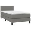 vidaXL Cama box spring c/ colch&atilde;o e LED 80x200 cm tecido cinza-escuro
