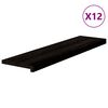 vidaXL Tapetes de escada 12 pcs 100x25x2 cm carvalho castanho escuro