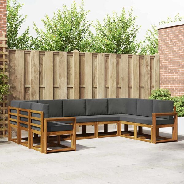 vidaXL Conjunto de Sof&aacute;s para Exterior 9 pcs Natural e Antracite