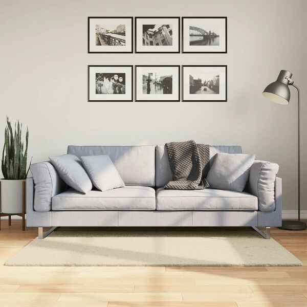 vidaXL Tapete pelo curto macio e lav&aacute;vel HUARTE 80x150 cm cor creme