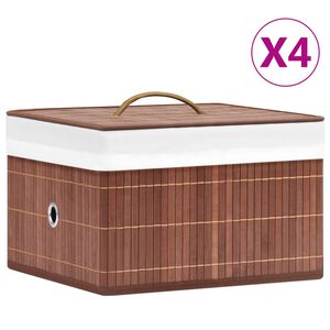 vidaXL Caixas de arruma&ccedil;&atilde;o 4 pcs bambu castanho