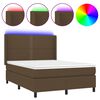 vidaXL Cama box spring c/ colch&atilde;o/LED 140x200cm tecido castanho-escuro