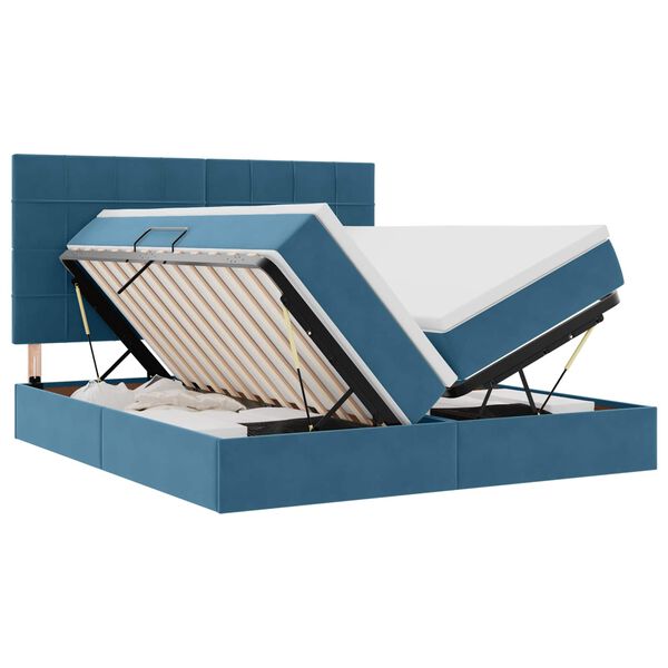 vidaXL Cama com Armazenamento Azul Escuro 180 x 200 cm Veludo