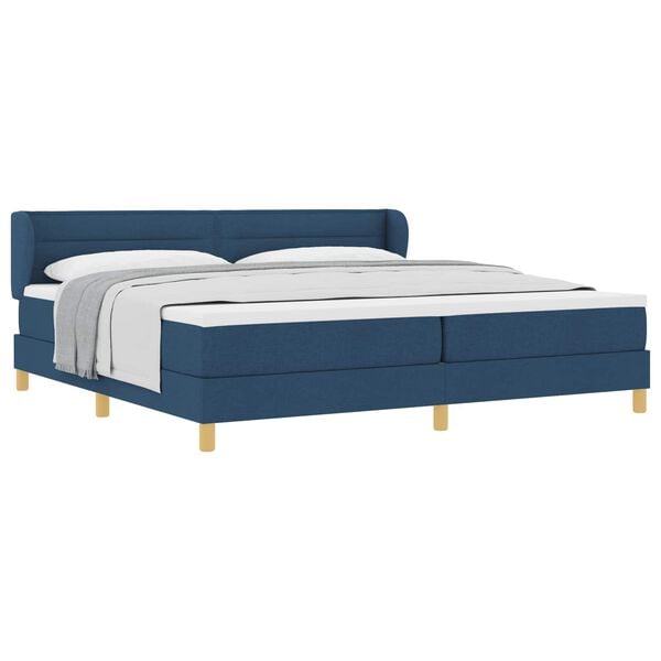 vidaXL Cama Box com colch&atilde;o com cabeceira Azul 200 x 200 cm tecido