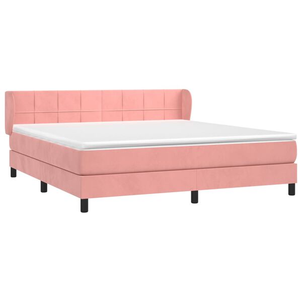 vidaXL Cama com molas/colch&atilde;o 180x200 cm veludo rosa