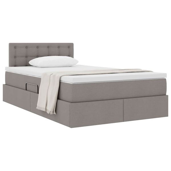 vidaXL Cama com arruma&ccedil;&atilde;o e colch&atilde;o Cinzento-acastanhado 120 x 190 cm