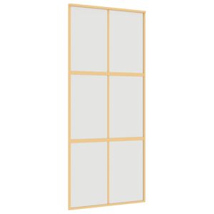 vidaXL Porta deslizante 90x205 cm vidro ESG fosco/alum&iacute;nio dourado