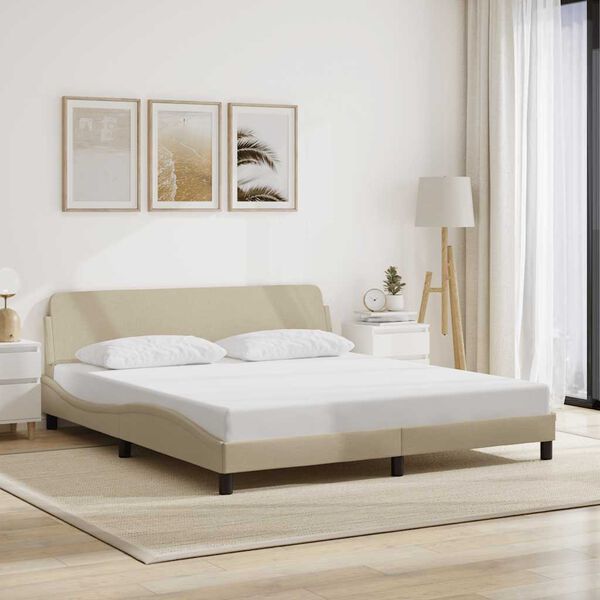 vidaXL Estrutura de cama Dover 180x200 cm tecido cor creme