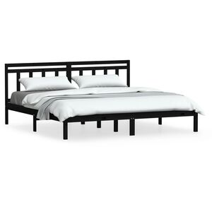 vidaXL Estrutura de cama 200x200 cm pinho maci&ccedil;o preto