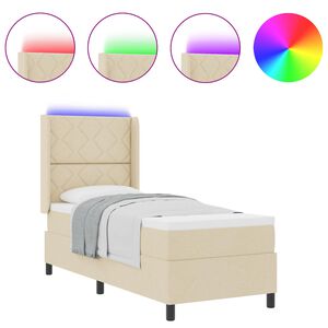 vidaXL Cama Box Spring LED com colch&atilde;o Creme 80 x 200 cm tecido
