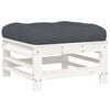 vidaXL Apoio de p&eacute;s p/ jardim c/ almofad&atilde;o pinho maci&ccedil;o branco