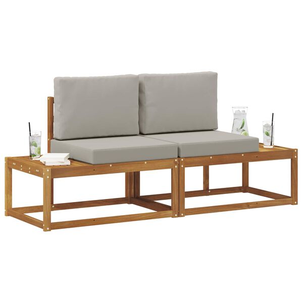 vidaXL Sof&aacute; de Canto Externo com almofada 2 Pe&ccedil;a Cinza Natural e Claro