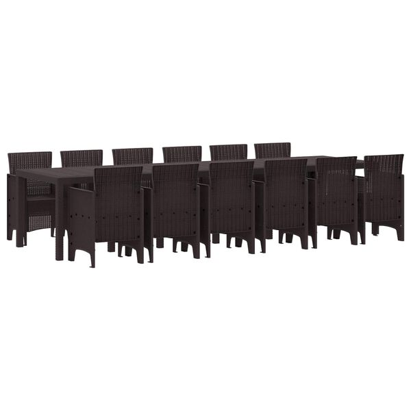 vidaXL Conjunto de Jantar para Jardim 13 pcs Castanho Rattan Polt