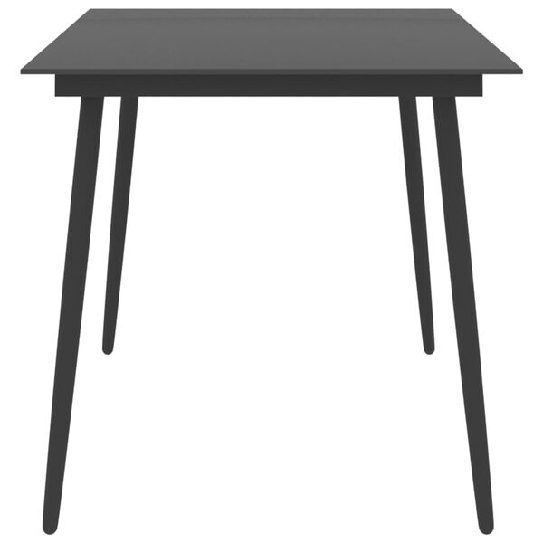 vidaXL Mesa de jantar para jardim 150x90x74 cm a&ccedil;o e vidro preto