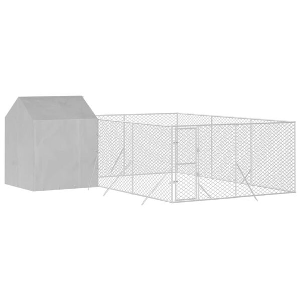vidaXL Canil de exterior com teto 6x6x2,5 m a&ccedil;o galvanizado prateado