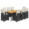 vidaXL 9 pcs conjunto de bistr&ocirc; p/ jardim c/ almofad&otilde;es vime PE preto