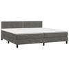 vidaXL Cama box spring c/ colch&atilde;o/LED 200x200cm veludo cinzento-escuro