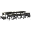 vidaXL 17 pcs conjunto de jantar p/ jardim c/ almofad&otilde;es vime PE preto