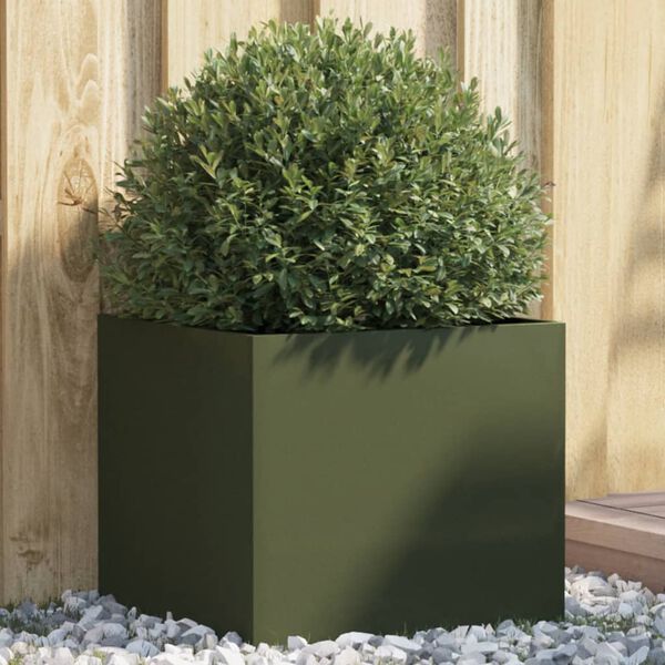 vidaXL Vaso/floreira 42x40x39 cm a&ccedil;o verde azeitona