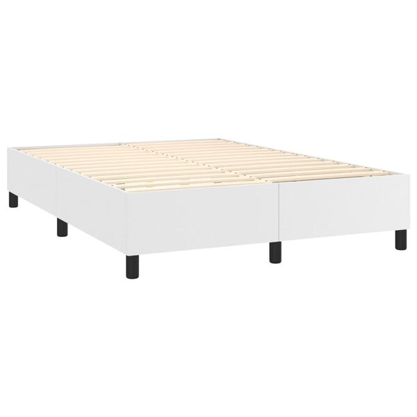 vidaXL Cama com molas/colch&atilde;o 140x200 cm couro artificial branco