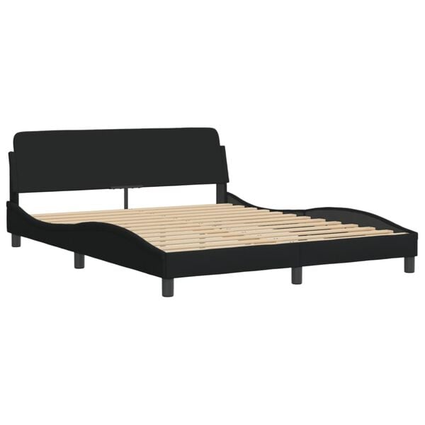 vidaXL Cama com colch&atilde;o Dover 160x200 cm tecido preto