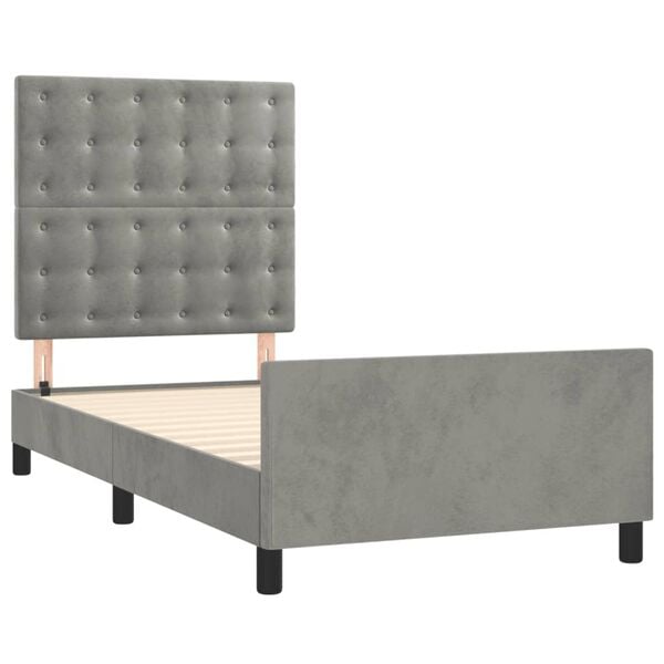vidaXL Estrutura de cama sem colch&atilde;o 90x190 cm veludo cinzento-claro