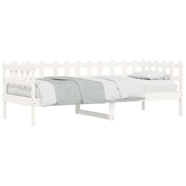 vidaXL Sof&aacute;-cama sem colch&atilde;o 90x190 cm madeira de pinho maci&ccedil;a branco