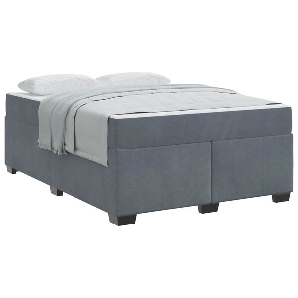 vidaXL Estrutura da Cama com colch&atilde;o Cinza Escuro 140 x 200 cm tecido