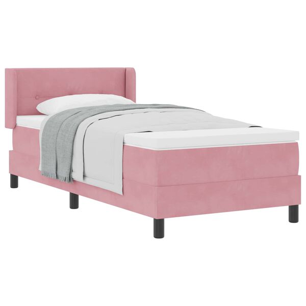 vidaXL Cama Box com colch&atilde;o com cabeceira Rosa 200 x 80 cm Poli&eacute;ster