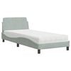 vidaXL Cama com colch&atilde;o Dover 80x200 cm veludo cinzento-claro