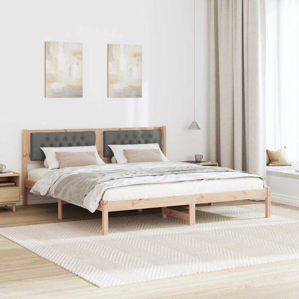 vidaXL Estrutura da Cama com cabeceira Cinza Escuro 160 x 200 cm