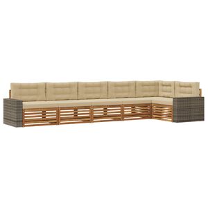 vidaXL Conjunto de Sof&aacute;s para Exterior 6 unid. Natural e Bege