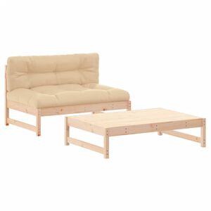 vidaXL 2 pcs conjunto lounge de jardim com almofad&otilde;es madeira maci&ccedil;a