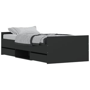 vidaXL Estrutura de cama c/ pain&eacute;is cabeceira e p&eacute;s 90x200 cm preto