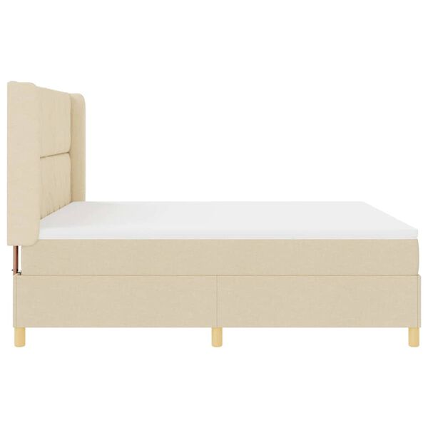 vidaXL Cama Box Spring com colch&atilde;o Creme 180 x 200 cm tecido