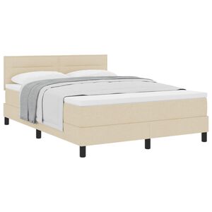 vidaXL Cama Box com colch&atilde;o com cabeceira Creme 140 x 200 cm tecido