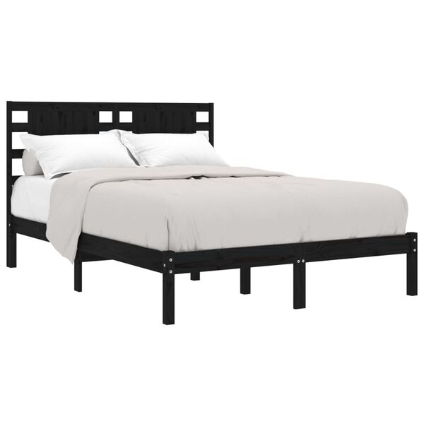 vidaXL Estrutura de cama 200x200 cm pinho maci&ccedil;o preto