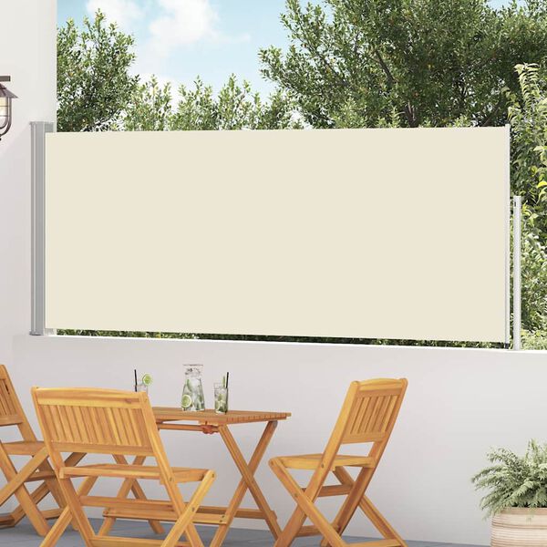 vidaXL Toldo lateral retr&aacute;til para p&aacute;tio 120x500 cm creme