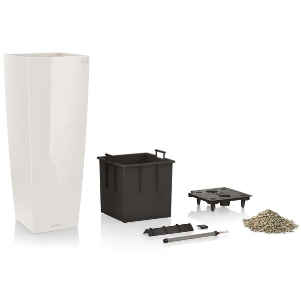 LECHUZA Vaso Cubico Alto 40 ALL-IN-ONE branco brilhante 18230