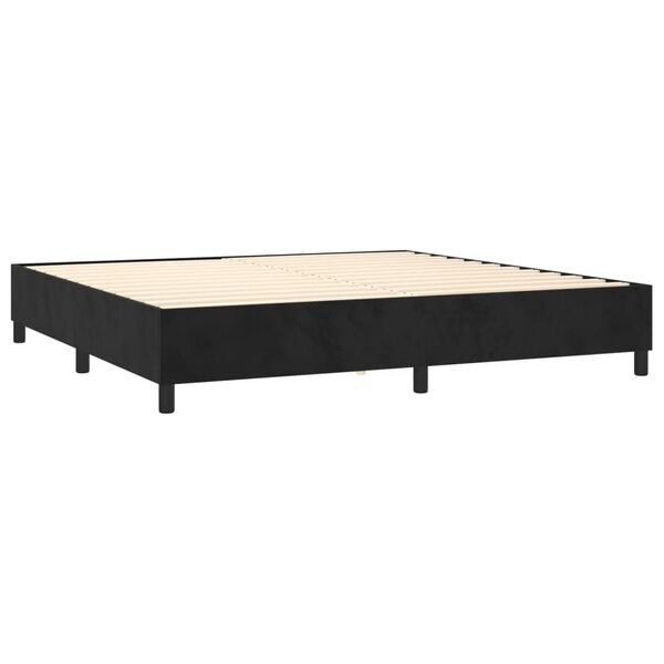 vidaXL Cama com molas/colch&atilde;o 200x200 cm veludo preto