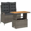 vidaXL 2 pcs conjunto de jantar p/ jardim c/ almofad&otilde;es vime PE cinza