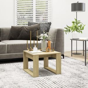 vidaXL Mesa de apoio 50x50x35 cm derivados de madeira carvalho sonoma