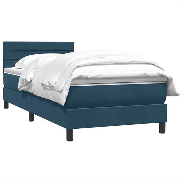 vidaXL Cama com molas/colch&atilde;o 80x220 cm veludo azul-escuro