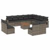 vidaXL 13 pcs conjunto sof&aacute;s p/ jardim c/ almofad&otilde;es vime PE cinzento